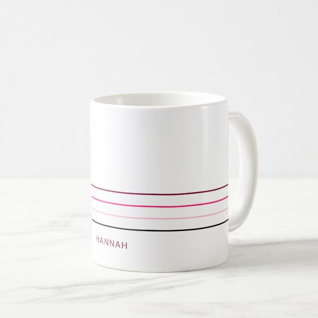 Mug Lignes roses minimalistes (Devant droit)