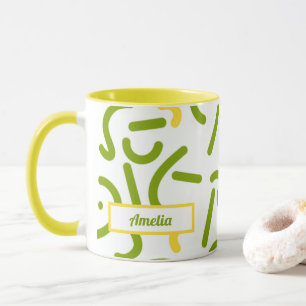 Mug Lignes Vertes Jaunes Abstraites