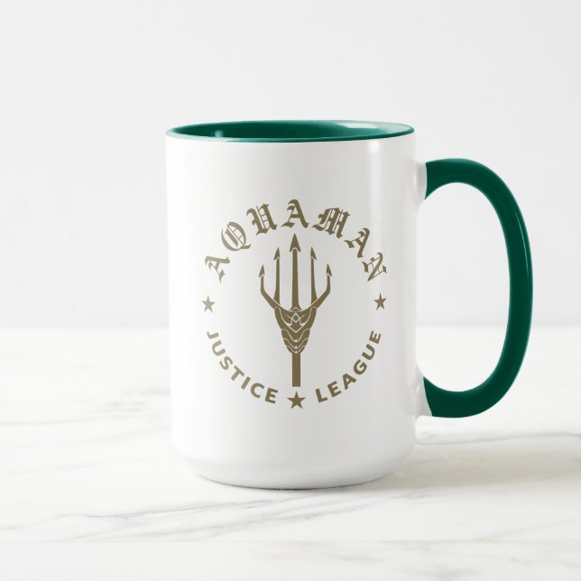Mug Ligue de Justice | Aquaman Retro Trident Emblem (Droite)