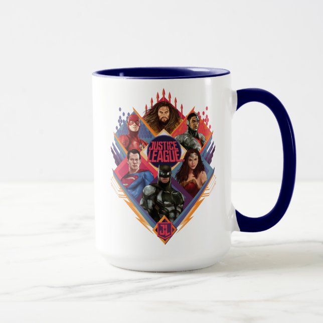 Mug Ligue de Justice | Insigne du groupe de hachures d (Droite)