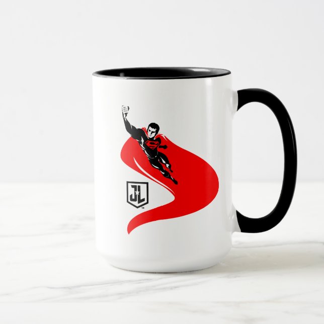 Mug Ligue de Justice | Superman Flying Noir Pop Art (Droite)