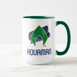 Mug Ligue de Justice   Symbole Aquaman à demi-teintes 