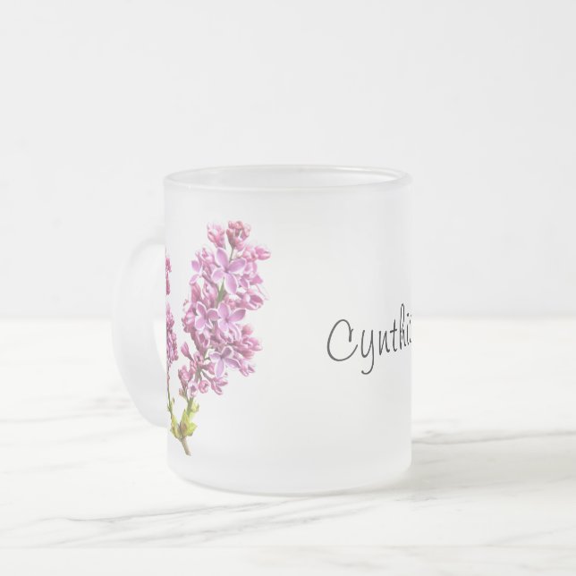 Mug - Lilac fleurit avec le nom (Devant gauche)