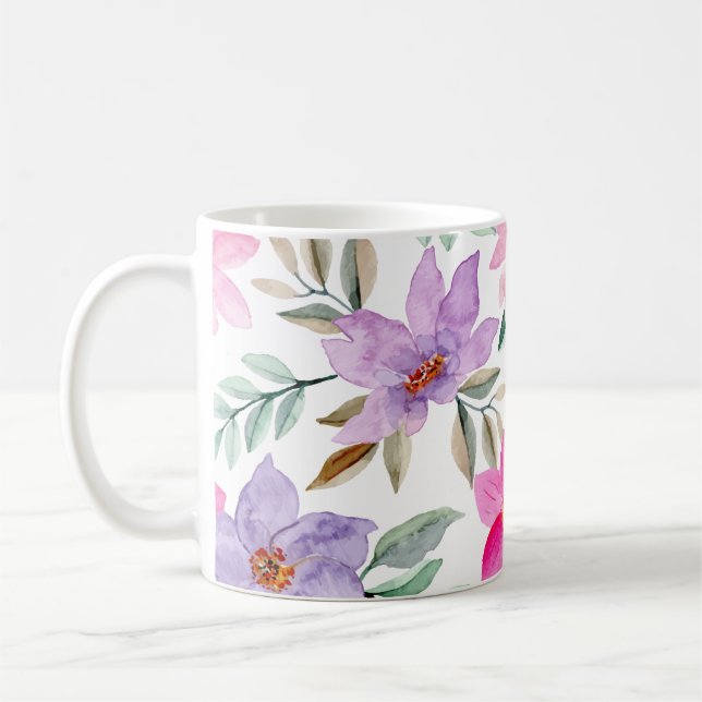 Mug Lilac Lavender Pink Joli motif floral (Gauche)