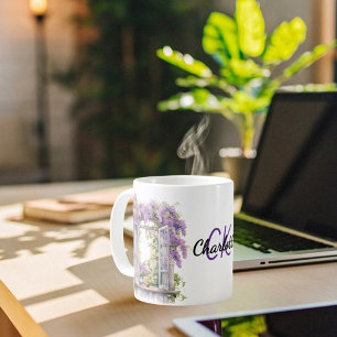 Mug Lilacs fleurs de fenêtre lavande monogramme