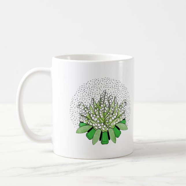 Mug Lily de la Vallée et émeraude - Mai (Gauche)