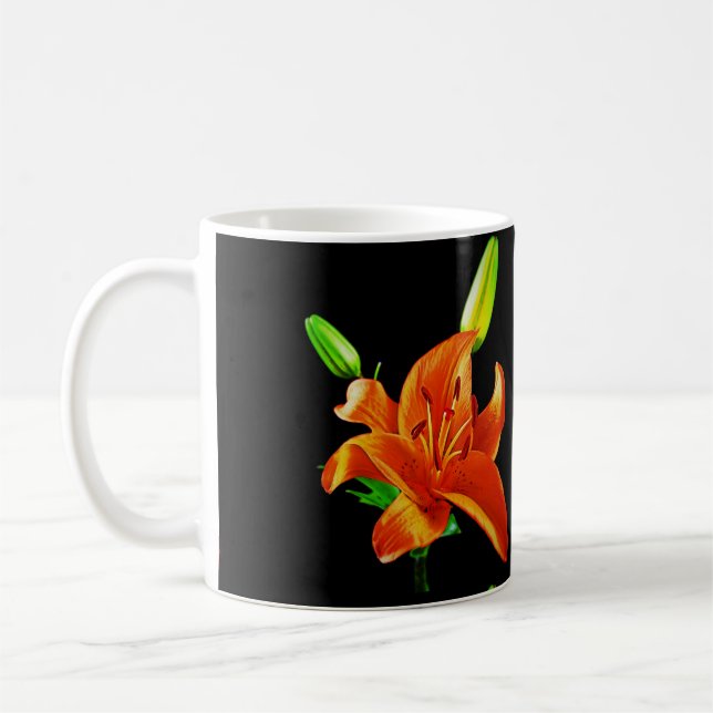 Mug Lily orange sur noir (Gauche)