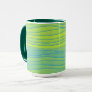 Mug Lime Green Aqua Blue Retro Strig Cup