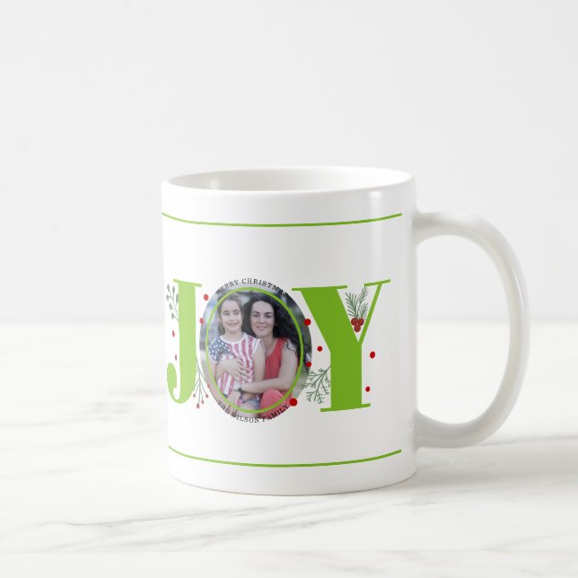 Mug Lime vert Joie avec baies photo de Noël (Droite)
