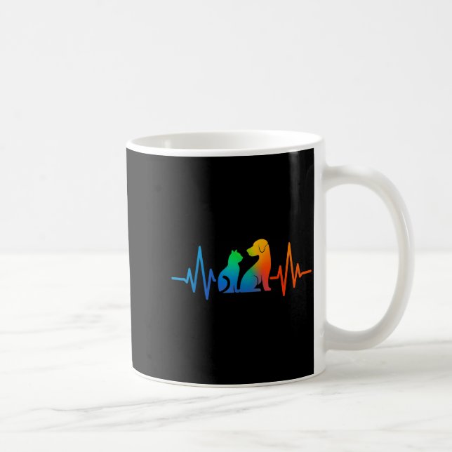 Mug Line Art Veterinary Heartbeat Dog And Cat Lovers V (Droite)