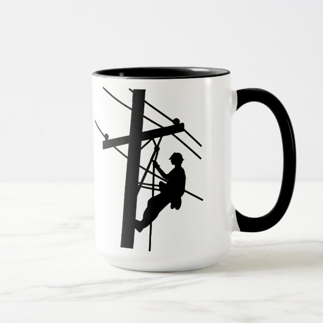 Mug Lineman sur la Musique Silhouette Noir Pole (Droite)