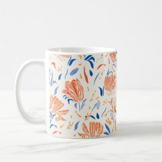 Mug Linocut botanique baroque : arrière - plan sans co