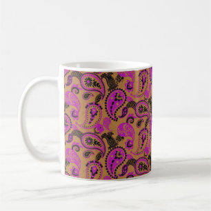 Mug Linocut Paisley Traditionnel Vivid Moutard Rose