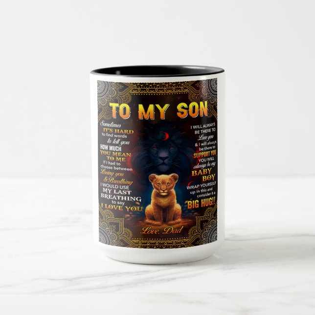 Mug Lion à mon fils Parfois c'est dur papa (Centre)