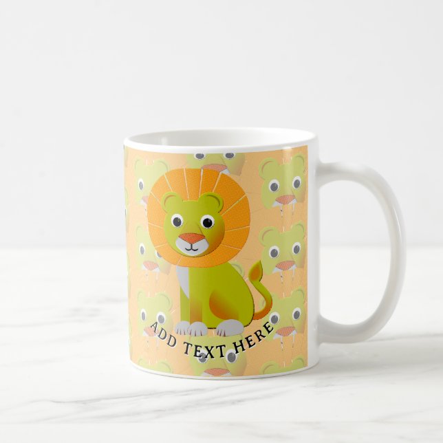 Mug Lion bébé mignon partout sur Vintage Imprimer Moti (Droite)