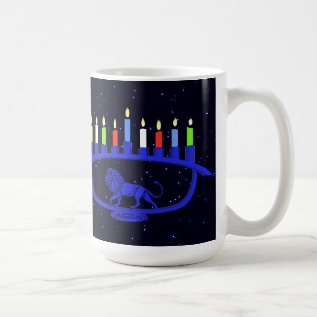 Mug Lion bleu Menorah (Droite)
