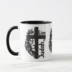 Mug Lion de Juda Bold Demi Lion demi-Croix chrétien