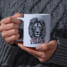 Mug Lion majestueux Dieu Est Ma Force Fondée Sur La Fo