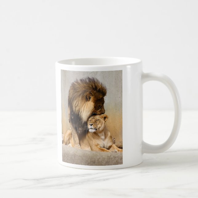 Mug Lion masculin et femelle dans l'amour (Droite)