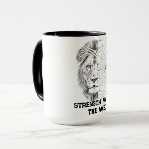 Mug Lion Noir et Blanc Suréaliste Web Motivationnel