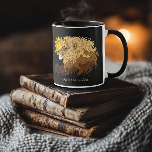 Mug Lion noir jaune Mandala Sun