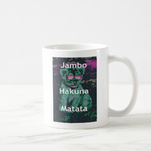 Mug Lion vert avec lunettes roses "Hakuna Matata" Art