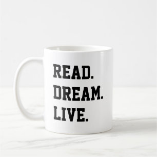 Mug LIRE DREAM LIVE. Noir et blanc