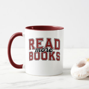 Mug Lire plus de livres Rouge foncé Varsity Lecteurs B