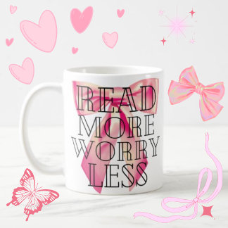 Mug Lire plus Inquiète Moins Coquette Bow rose