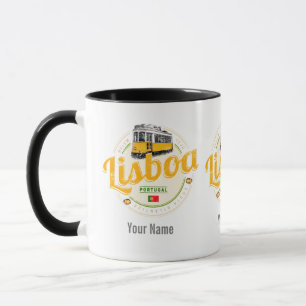 Mug Lisbonne Portugal avec Tramway Retro Souvenir Vint