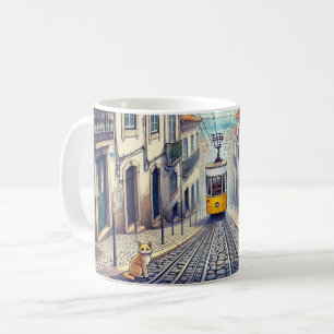 Mug Lisbonne Portugal Bica Funiculaire avec chat