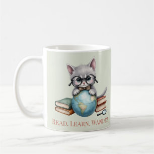 Mug "Lisez. Apprenez. Allez-y." Chat de réservation mi