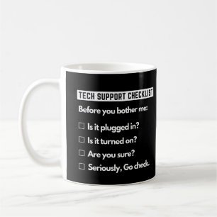 Mug Liste de contrôle du support technique Funny Compu