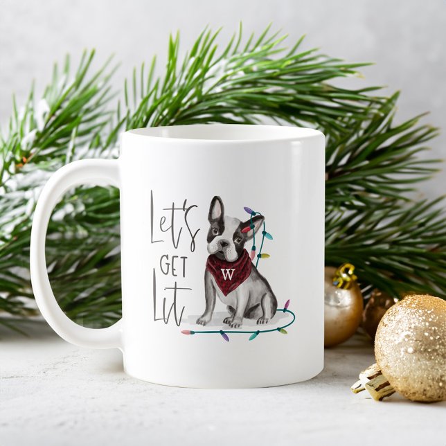 Mug Lit Naughty Dog Watercolor Bulldog (Let's Get Lit Naughty Dog Watercolor Bulldog Coffee Mug)