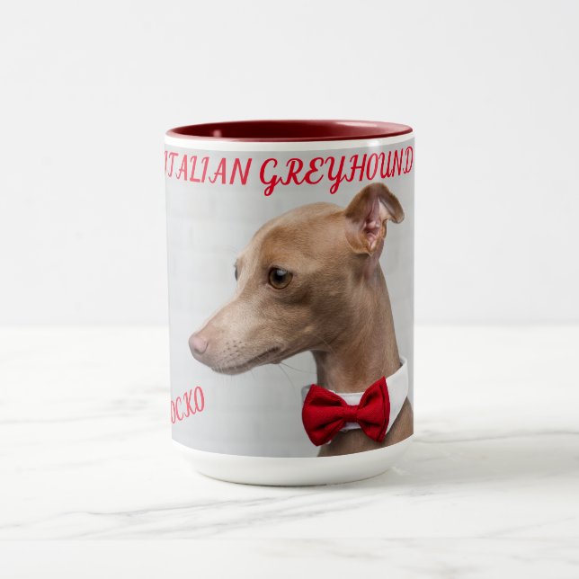 MUG L'ITALIEN GREYHOUND COMBO DEUX BOUGIES À TONNE. (Centre)