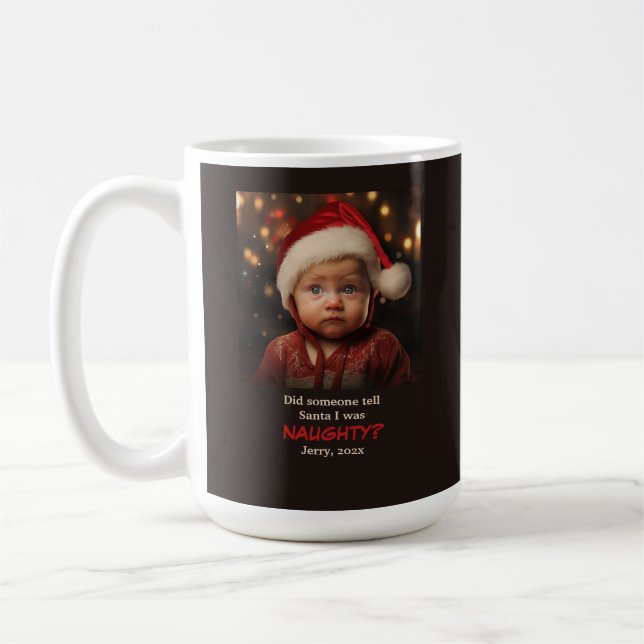 Mug Little Boy Naughty List Photo de Noël (Gauche)