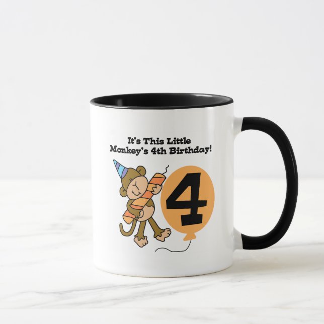 Mug Little Monkey 4th Birthday Tshirts et cadeaux (Droite)