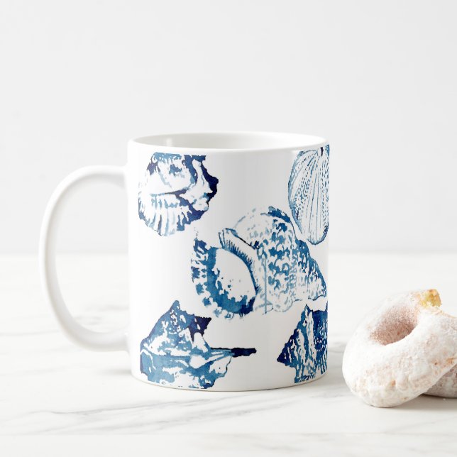 Mug littoral chic indigo bleu marine (Avec donut)