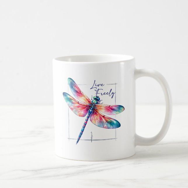 Mug Live Freely - Dragonfly Colorful Inspirational (Droite)