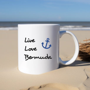Mug Live Love Bermuda Script Texte avec Ancre
