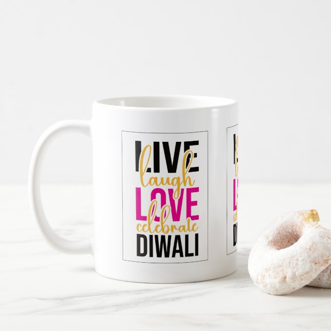 Mug Live rire amour célébrer Diwali (Avec donut)
