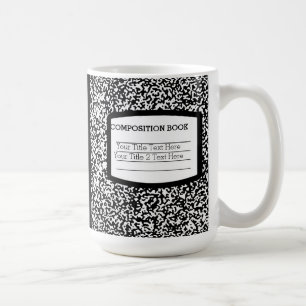 Mug Livre de composition personnalisé Noir/Blanc École