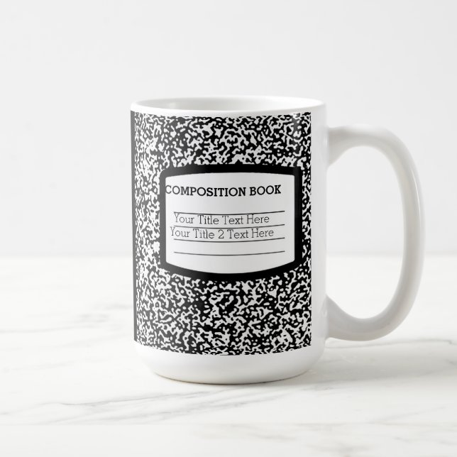 Mug Livre de composition personnalisé Noir/Blanc École (Droite)