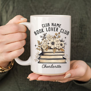 Mug Livre Lover Club Boho Mug, Custom Name Cadeau