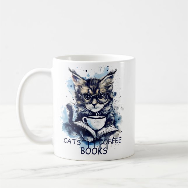 Mug Livres Abstraits Watercolor Cats Coffee (Gauche)