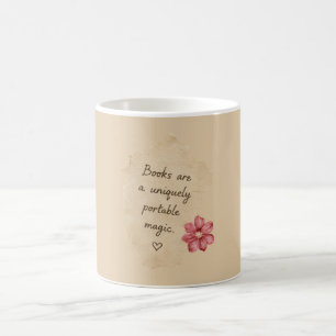 Mug Livres Crème Fleur Rouge Magique