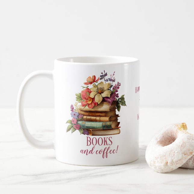 Mug Livres et café Floral (Avec donut)
