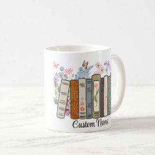 Mug Livres Floraux Personnalisé,Cadeau pour les Am