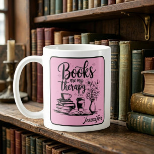 Mug Livres Personnalisés Sont Ma Thérapie Ver de livre