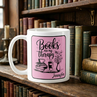 Mug Livres Personnalisés Sont Ma Thérapie Ver de livre